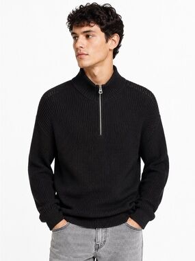 NWT American Eagle Wool Blend Ribbed Half Zip Sweater